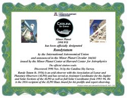 Randy Tatum has Asteroid Named After Him